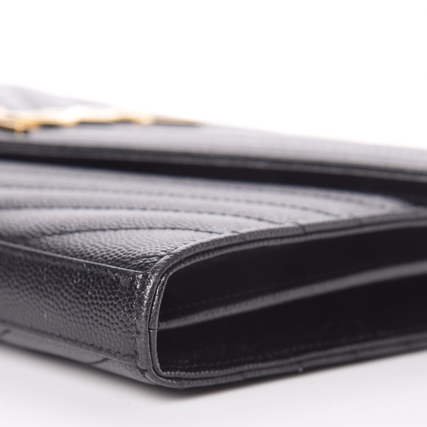 Grain De Poudre Matelasse Chevron Monogram Chain Wallet Black