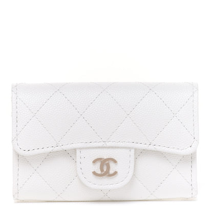 Chanel Caviar Quilted Flap Card Holder Wallet White 1 of 9