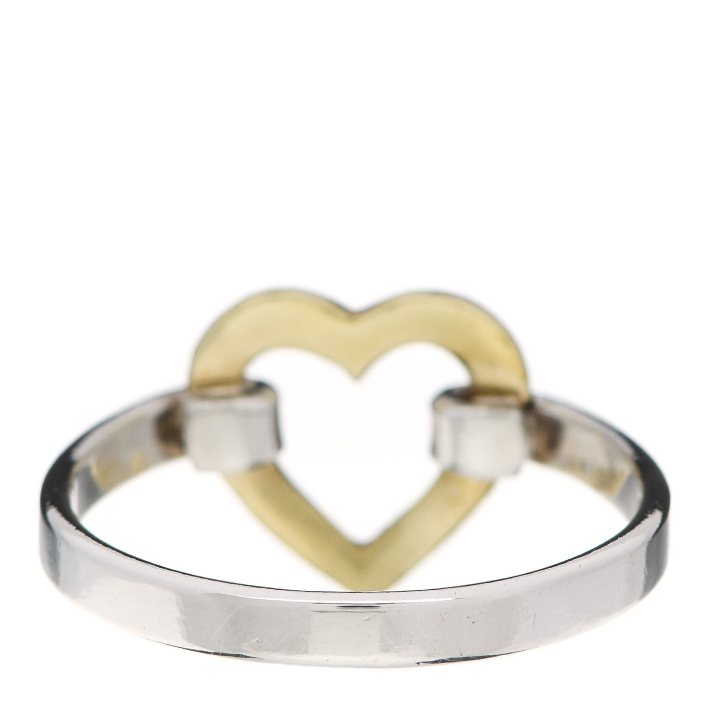 Sterling Silver 18K Yellow Gold Open Heart Ring 53 6.5