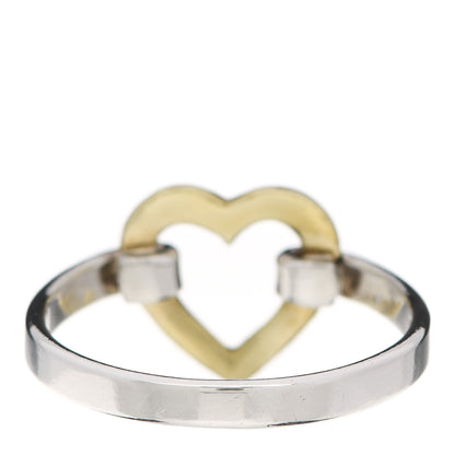 Tiffany Sterling Silver 18K Yellow Gold Open Heart Ring 53 6.5 3 of 4