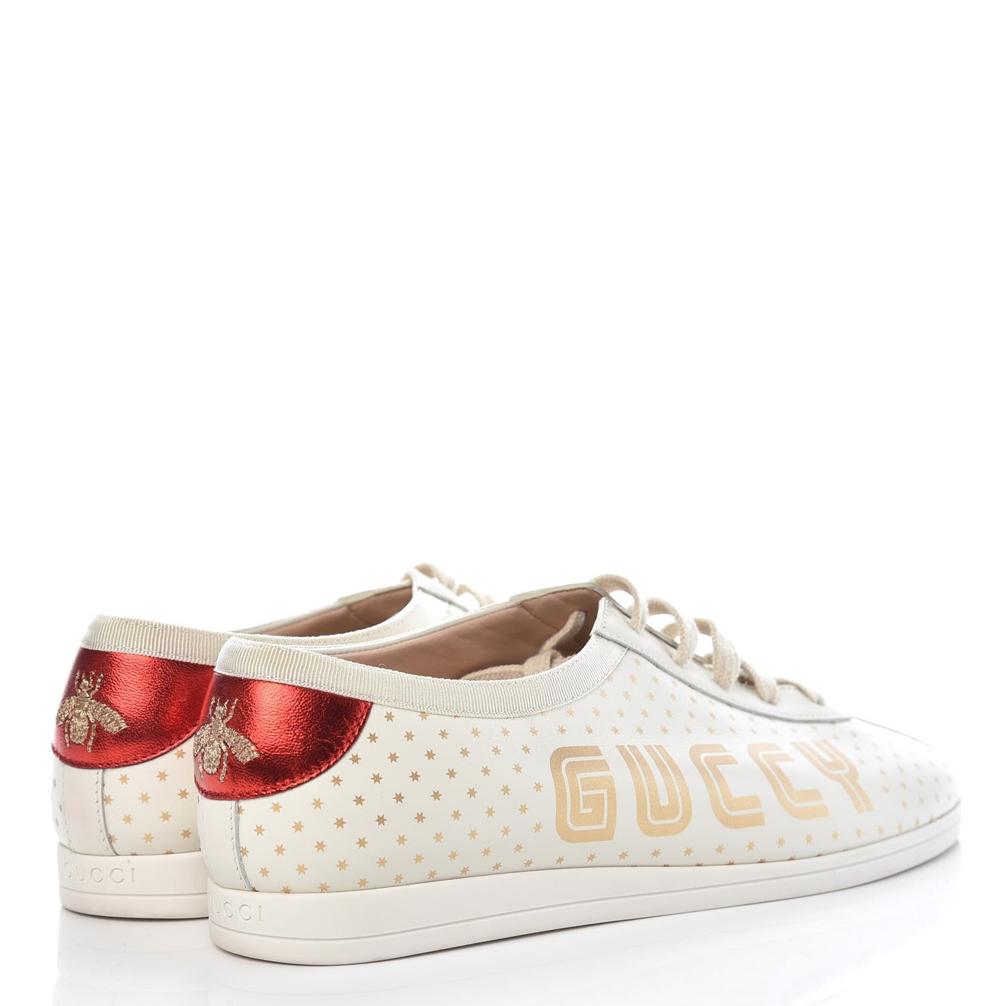 X SEGA Calfskin GUCCY Stars Womens Falacer Sneakers 39 White