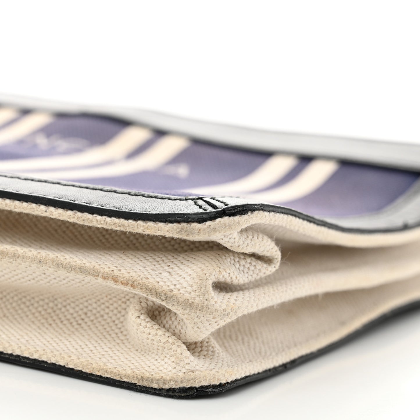 Cotton Canvas Striped Pochette Crossbody Bag Navy