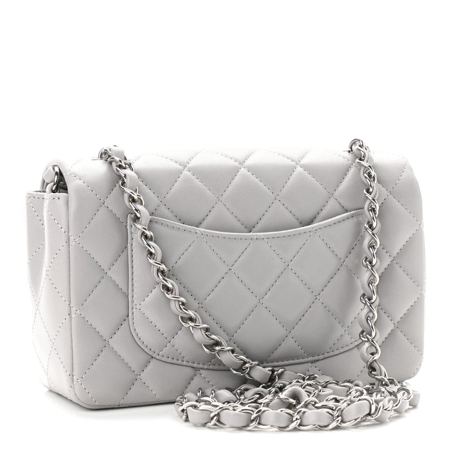 Chanel Lambskin Quilted Mini Rectangular Flap Grey 3 of 9