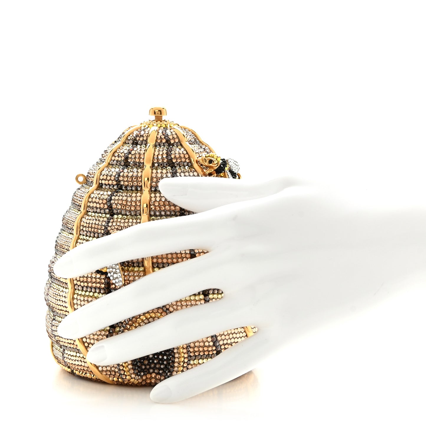 Crystal Beehive Minaudiere Clutch Gold