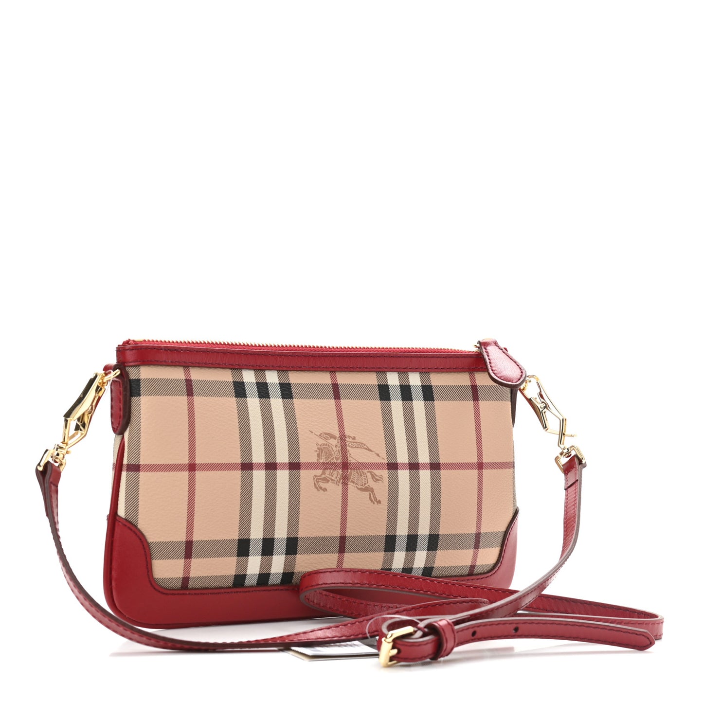 Haymarket Check Small Peyton Crossbody Clutch Bag Military Red