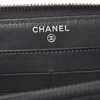 Chanel Calfskin Double Stitch Hamptons Zip Around Wallet Black 6 of 9