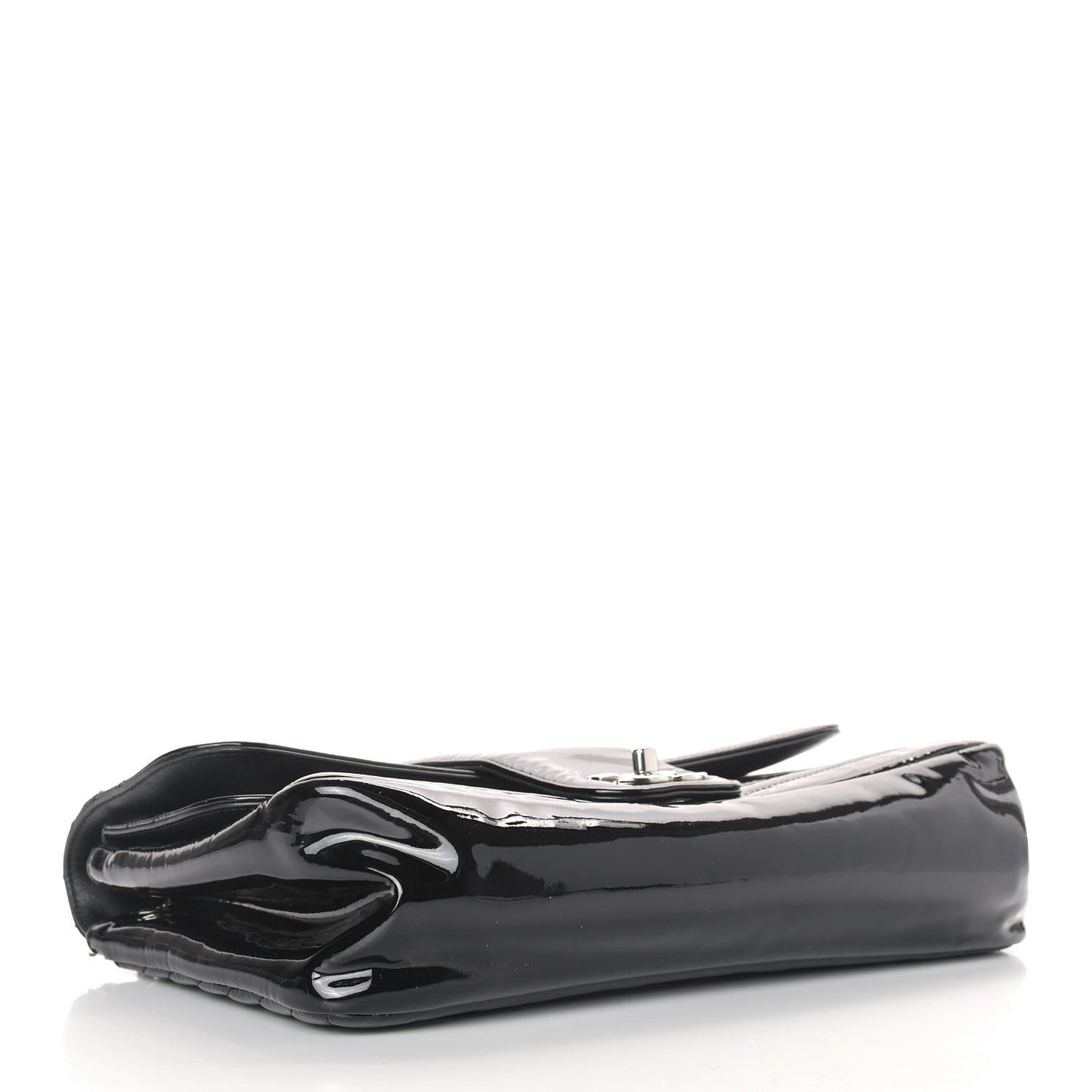 Patent Horizontal Quilted Jumbo Single Flap Black
