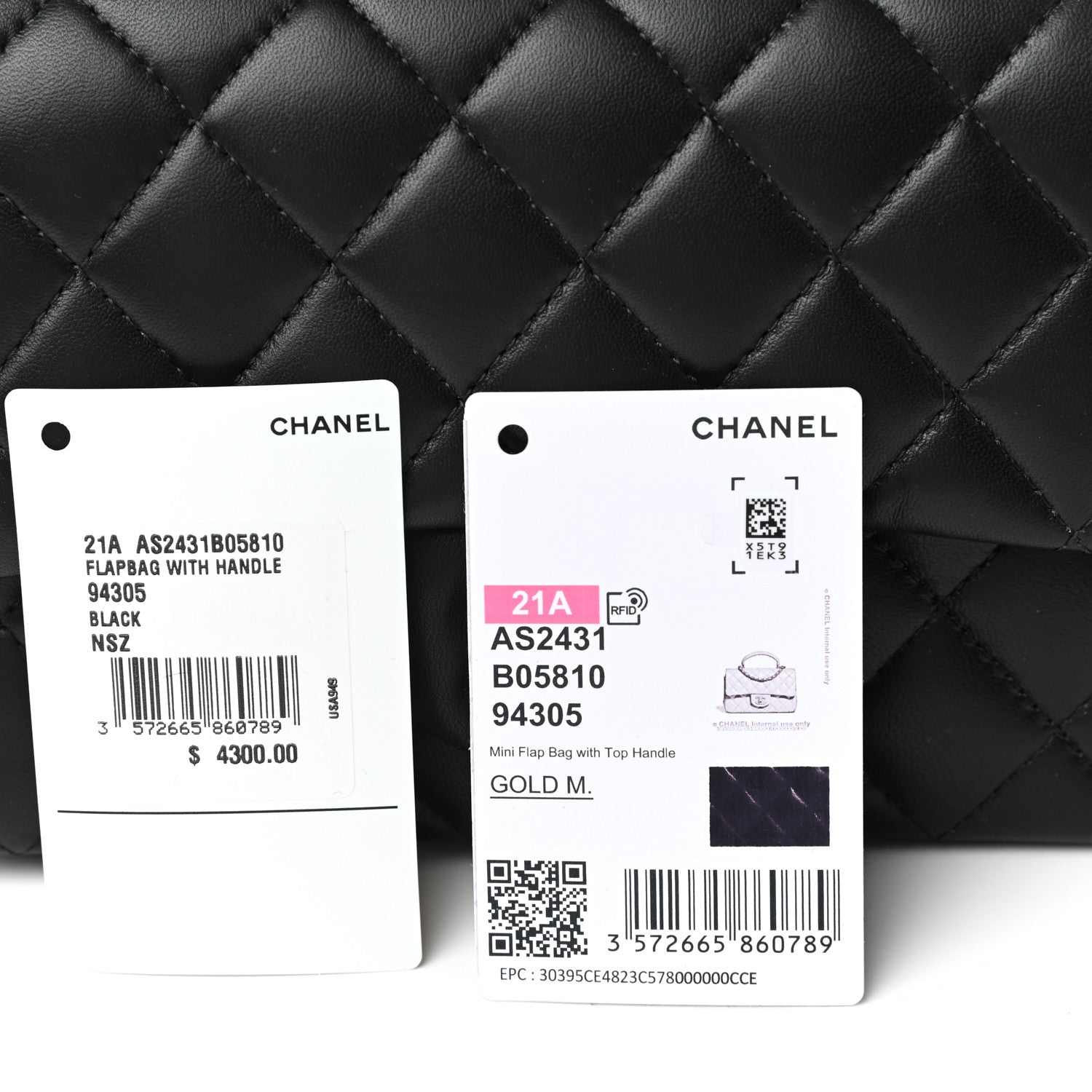 Chanel Lambskin Quilted Mini Top Handle Rectangular Flap Black 12 of 12