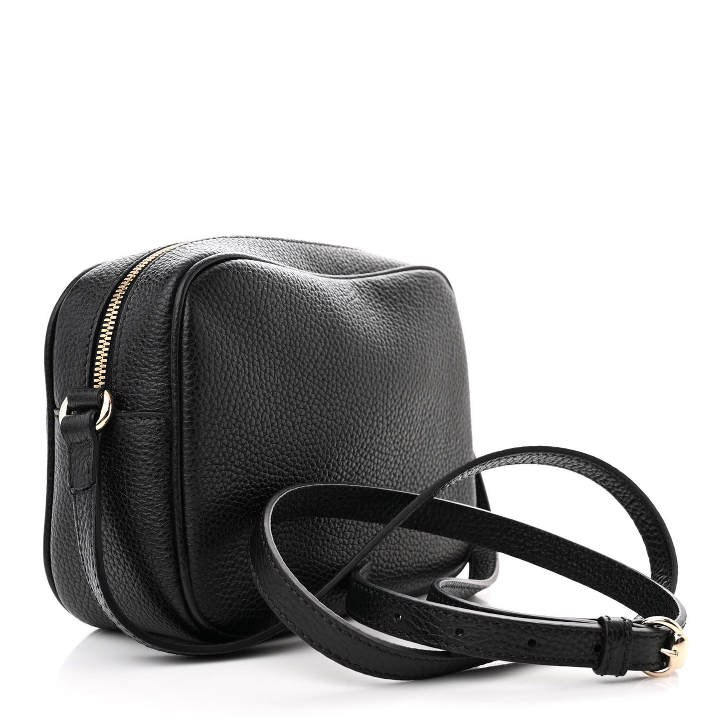 Pebbled Calfskin Small Soho Disco Bag Black