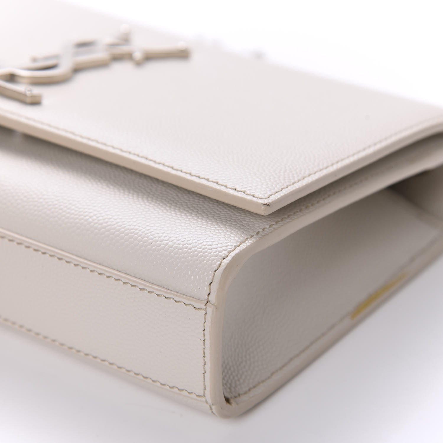 Saint Laurent Grain De Poudre Small Monogram Kate Satchel Optical White 7 of 14