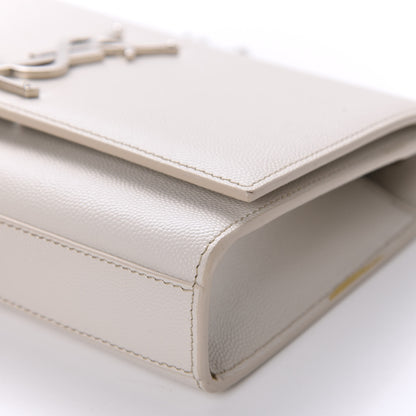 Saint Laurent Grain De Poudre Small Monogram Kate Satchel Optical White 7 of 14