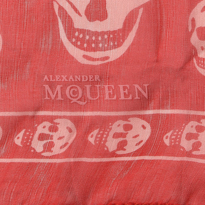 Alexander McQueen Silk Chiffon Skull Scarf Red Ivory 3 of 4