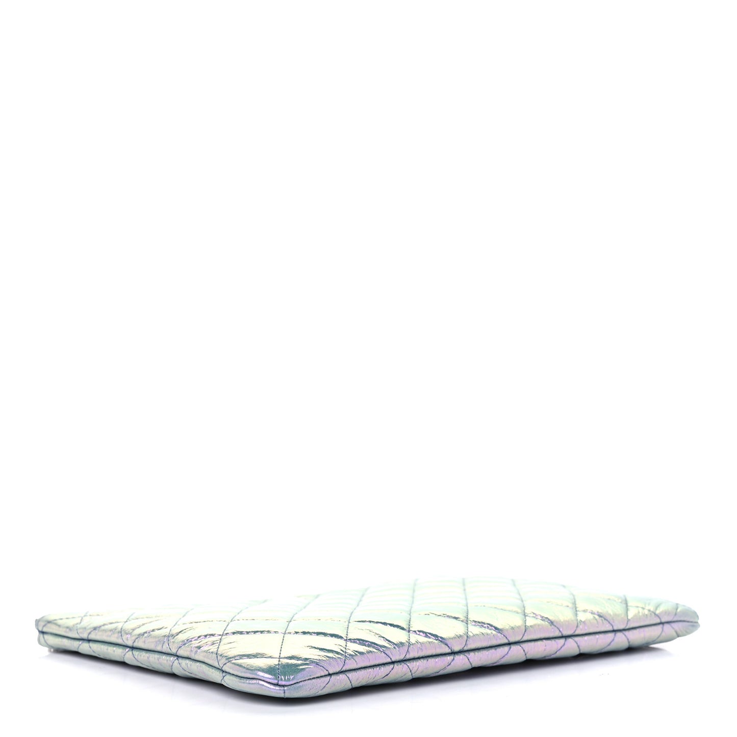 Iridescent Crumpled Calfskin CC Ripples Medium Cosmetic Case Purple