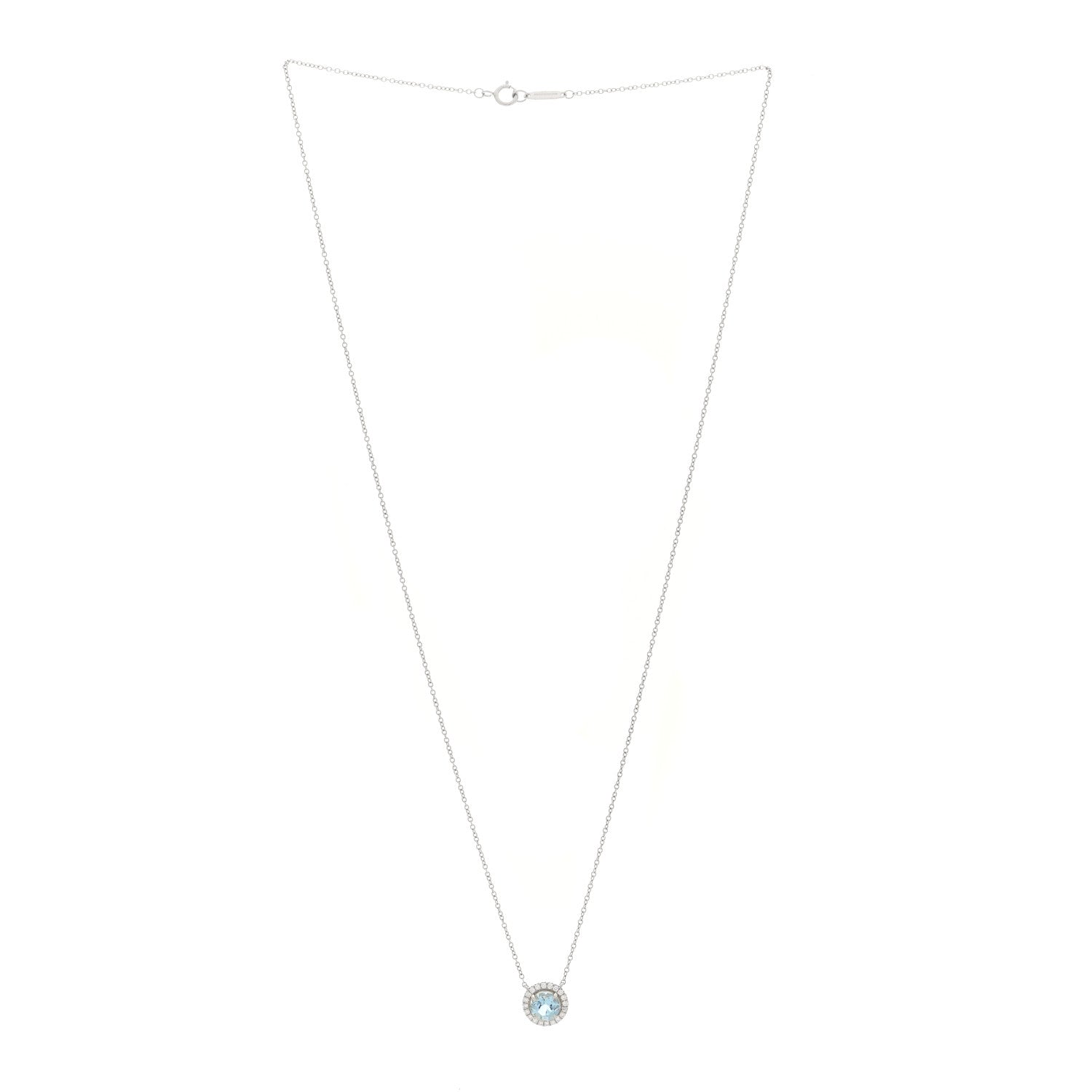 Tiffany Platinum Diamond Aquamarine Soleste Pendant Necklace 3 of 5