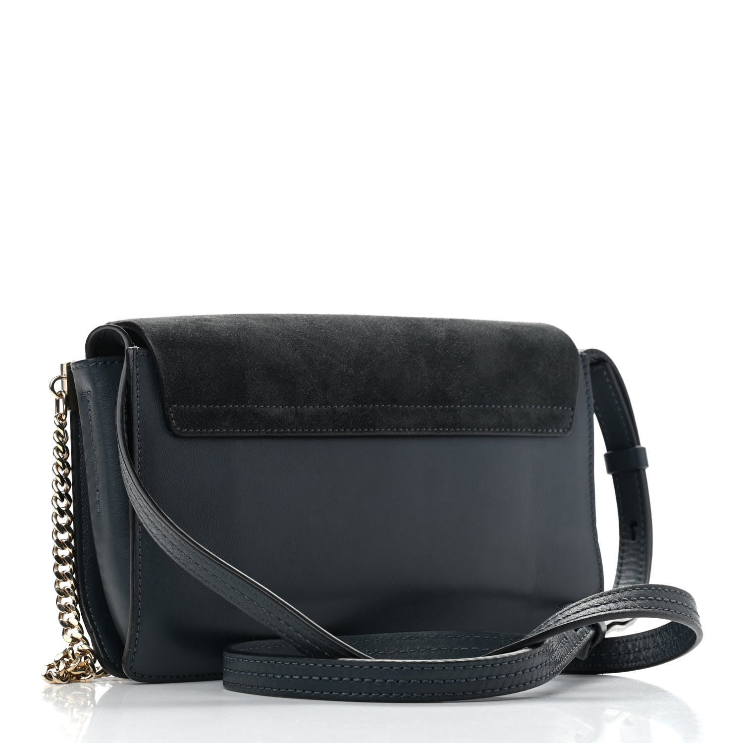 Chloe Suede Calfskin Small Faye Shoulder Bag Denim Blue 3 of 11