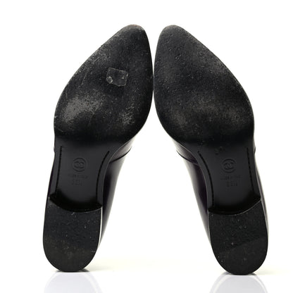 Chanel Glazed Calfskin CC Loafers 38.5 Dark Purple 6 of 12