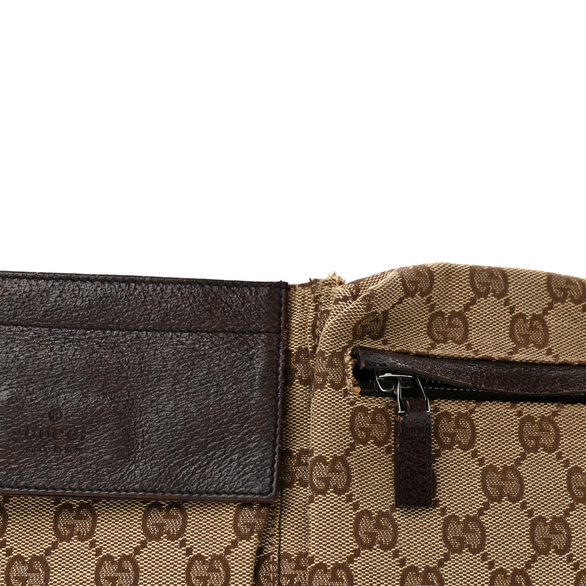GG Monogram Double Pocket Belt Bag Dark Brown