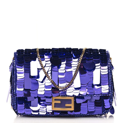 Fendi Sequin Paillettes Shiny Nappa Sex and the City Nano Baguette Charm Viola Purple Rain 1 of 8