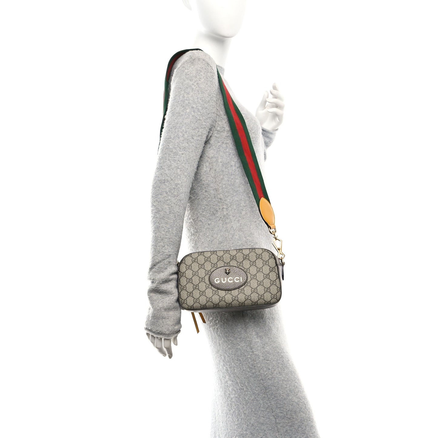 GG Supreme Monogram Web Neo Vintage Shoulder Bag Beige New Acero Crop