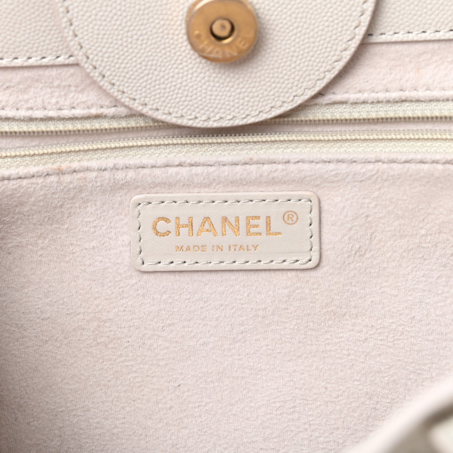 Caviar Medium Studded Deauville Tote Beige