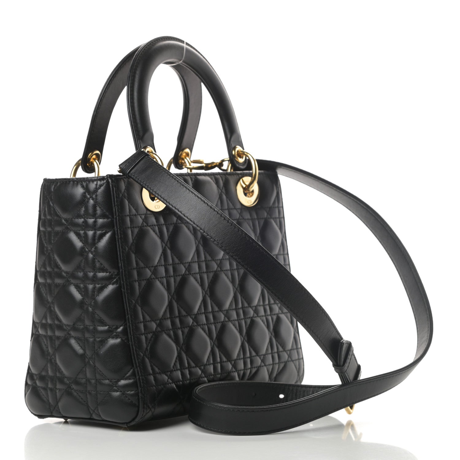 Christian Dior Lambskin Cannage Medium Lady Dior Black 3 of 11
