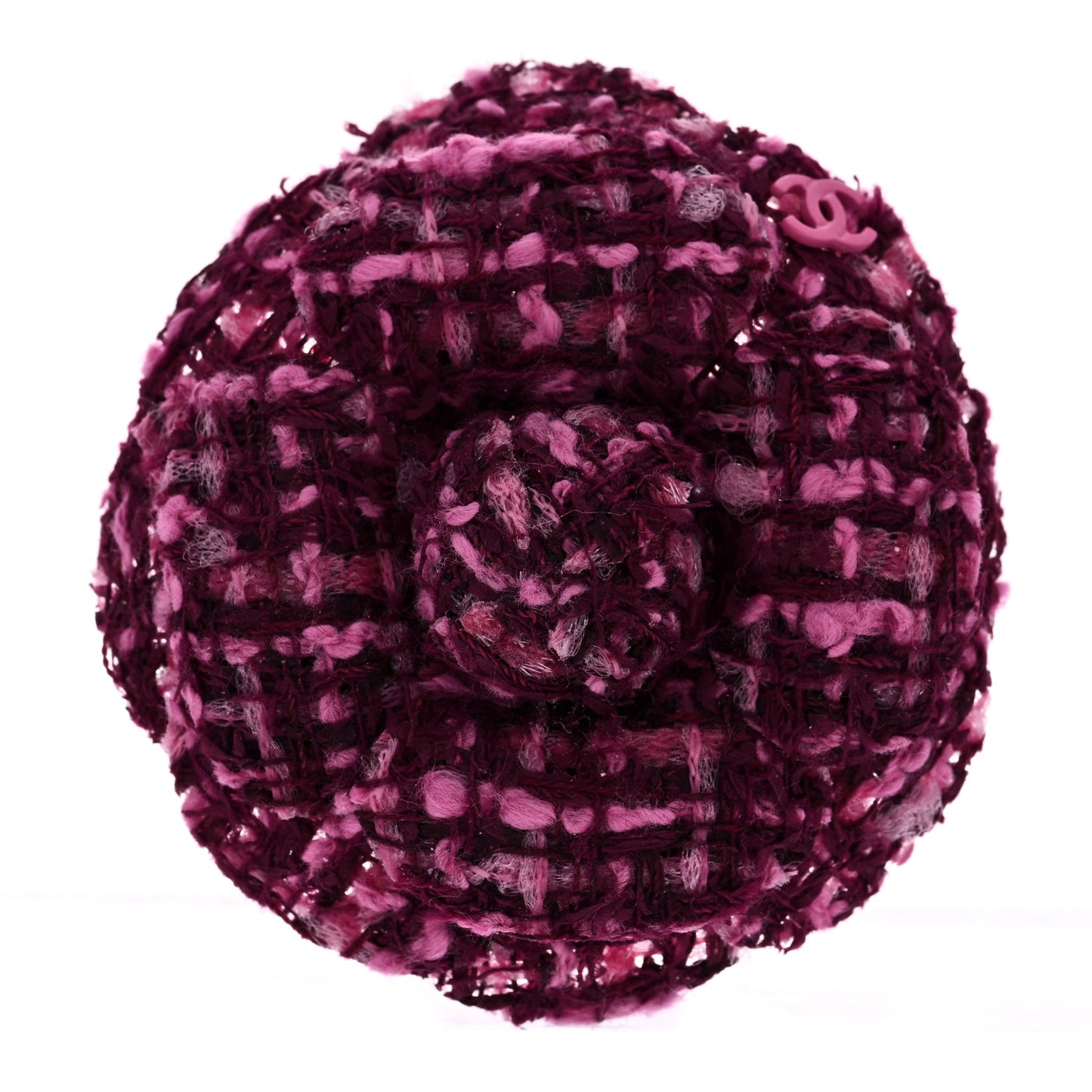 Tweed Camellia Brooch Pink