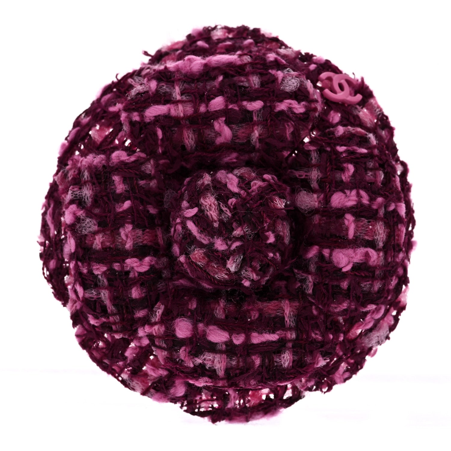 Chanel Tweed Camellia Brooch Pink 1 of 3