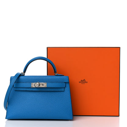 Hermes Chevre Mysore Mini Kelly Sellier 20 Bleu Hydra 10 of 10
