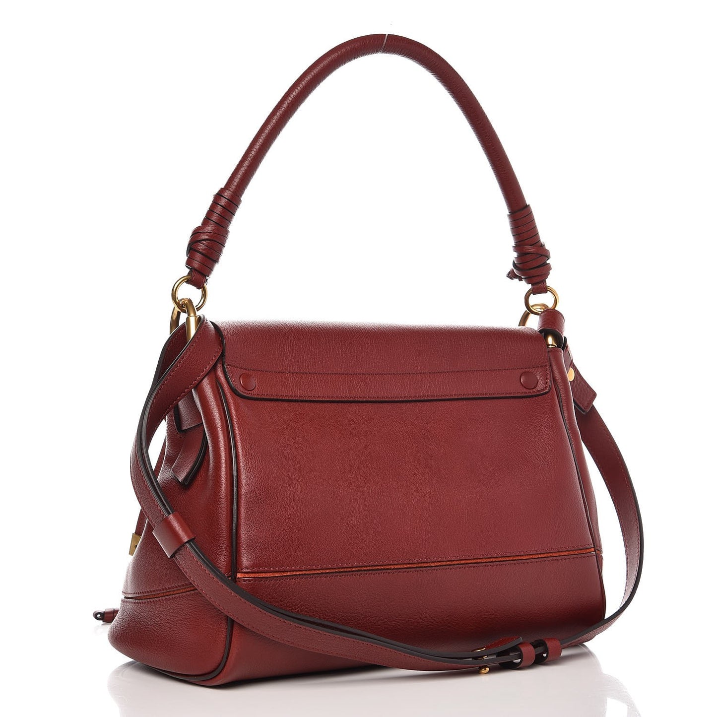Calfskin Small Owen Flap Bag Sienna Red