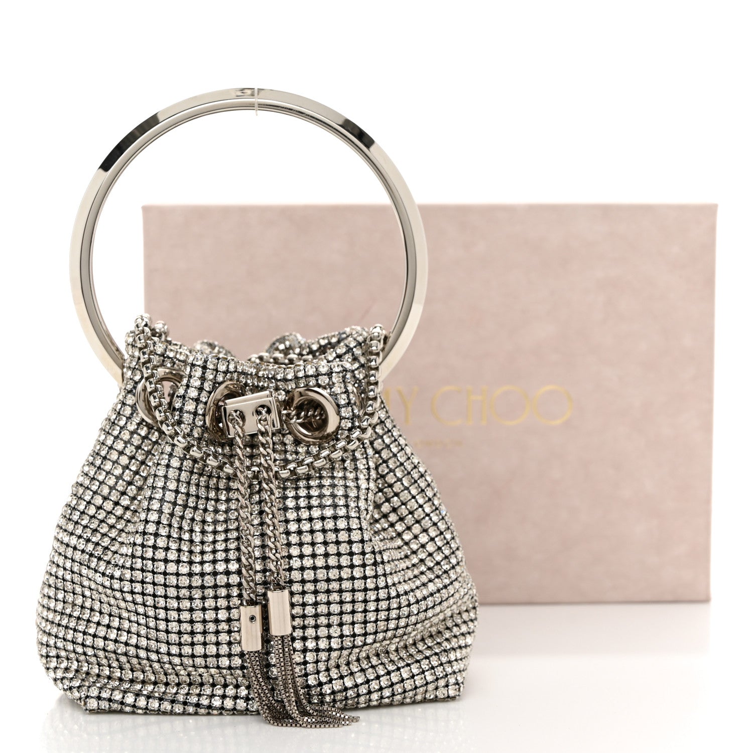 Jimmy Choo Satin Crystal Embellished Micro Bon Bon Bag Silver 11 of 11