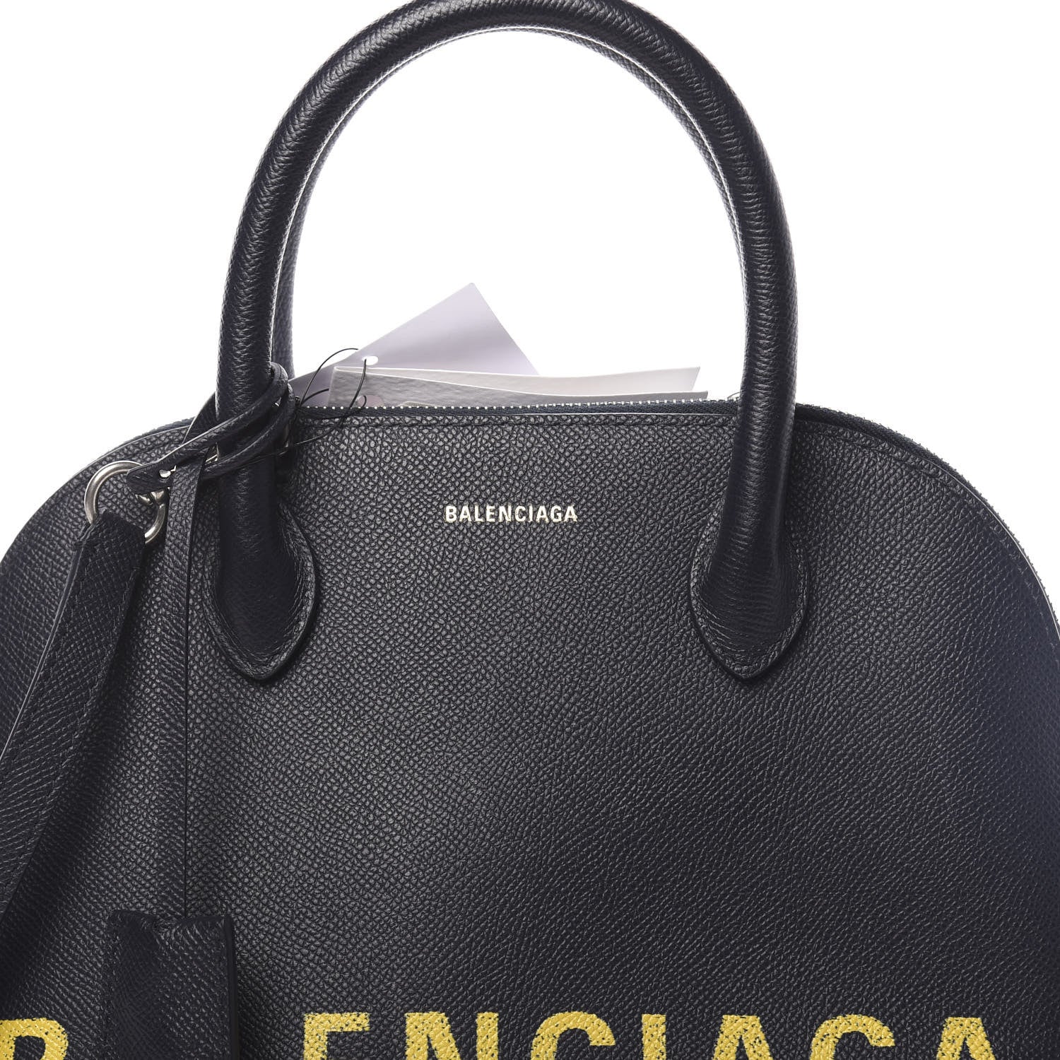 Balenciaga Signature Grained Calfskin Logo S Ville Top Handle Bag Bleu Tempete Jaune 8 of 10