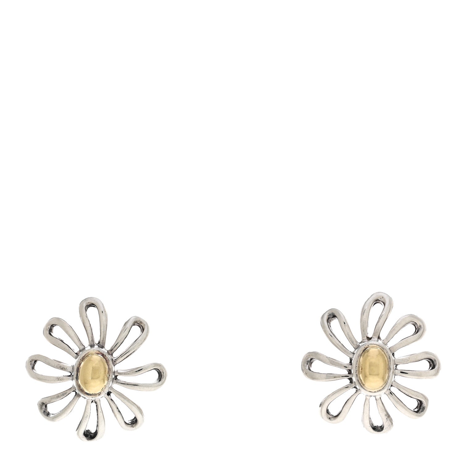 Tiffany Sterling Silver 18K Yellow Gold Medium Paloma Picasso Daisy Earrings 1 of 4