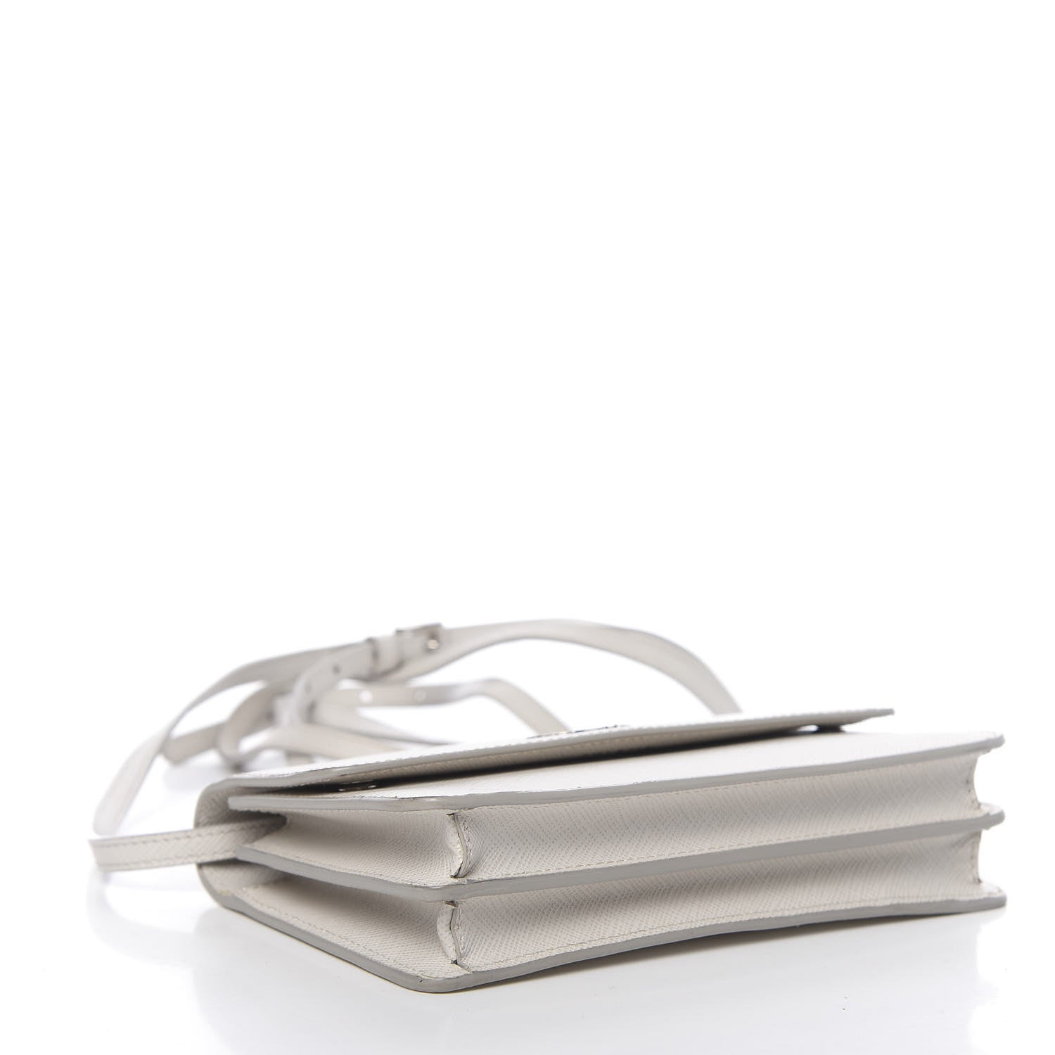 Prada Saffiano Metal Flap Wallet With Strap Talco 4 of 9