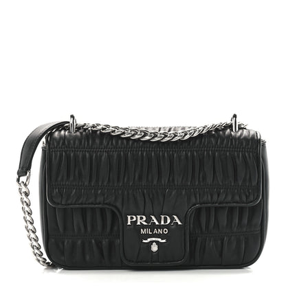 Prada Nappa Gaufre Small Chain Flap Shoulder Bag Black 1 of 13