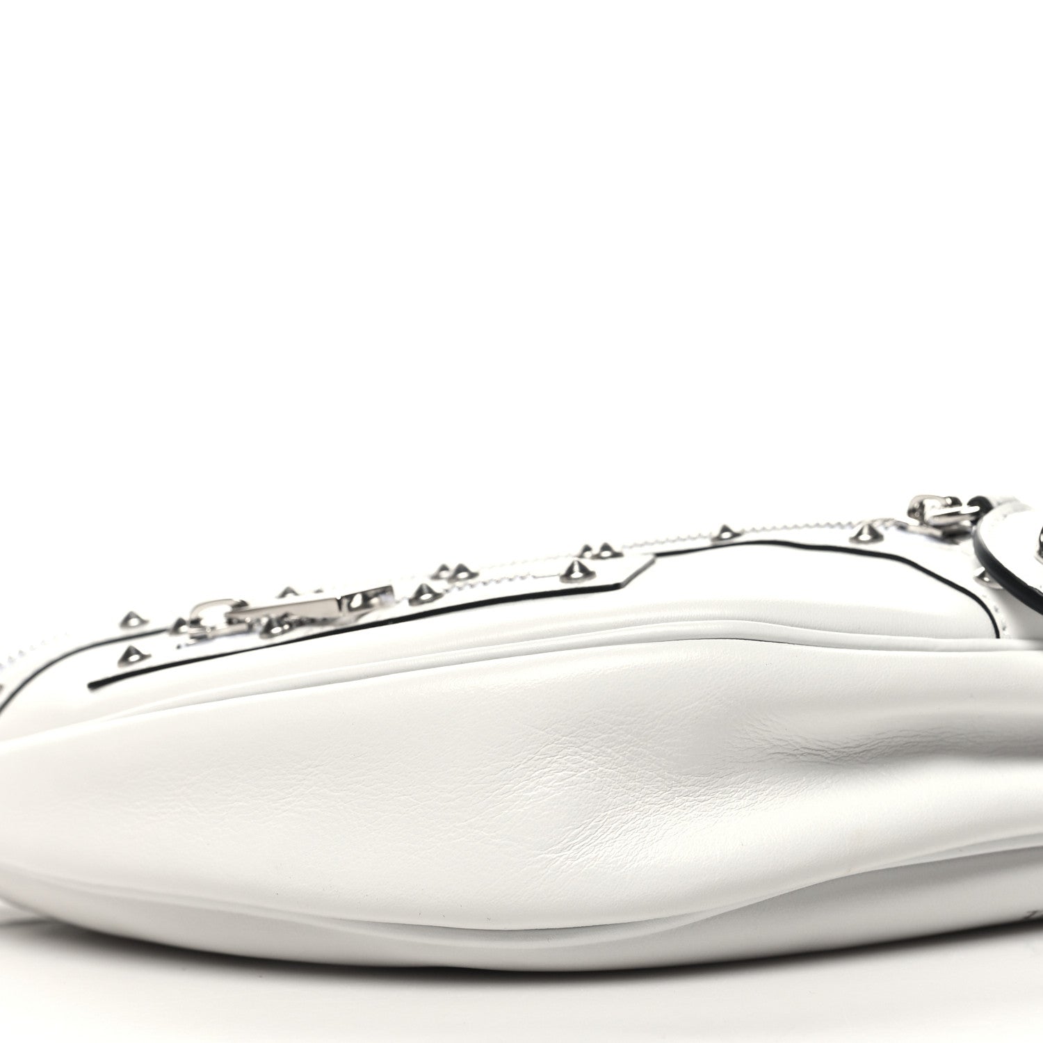 Versace Calfskin Studded Small Repeat Zip Hobo White 8 of 9