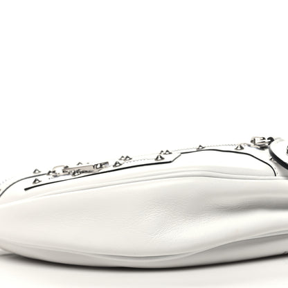 Versace Calfskin Studded Small Repeat Zip Hobo White 8 of 9