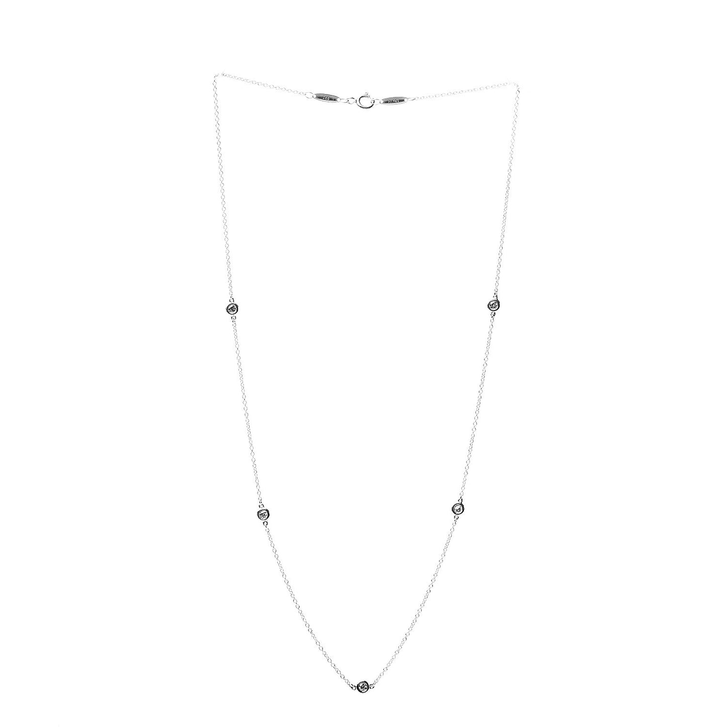 Sterling Silver Diamond .25ctw Elsa Peretti Diamonds by the Yard Five Station Necklace
