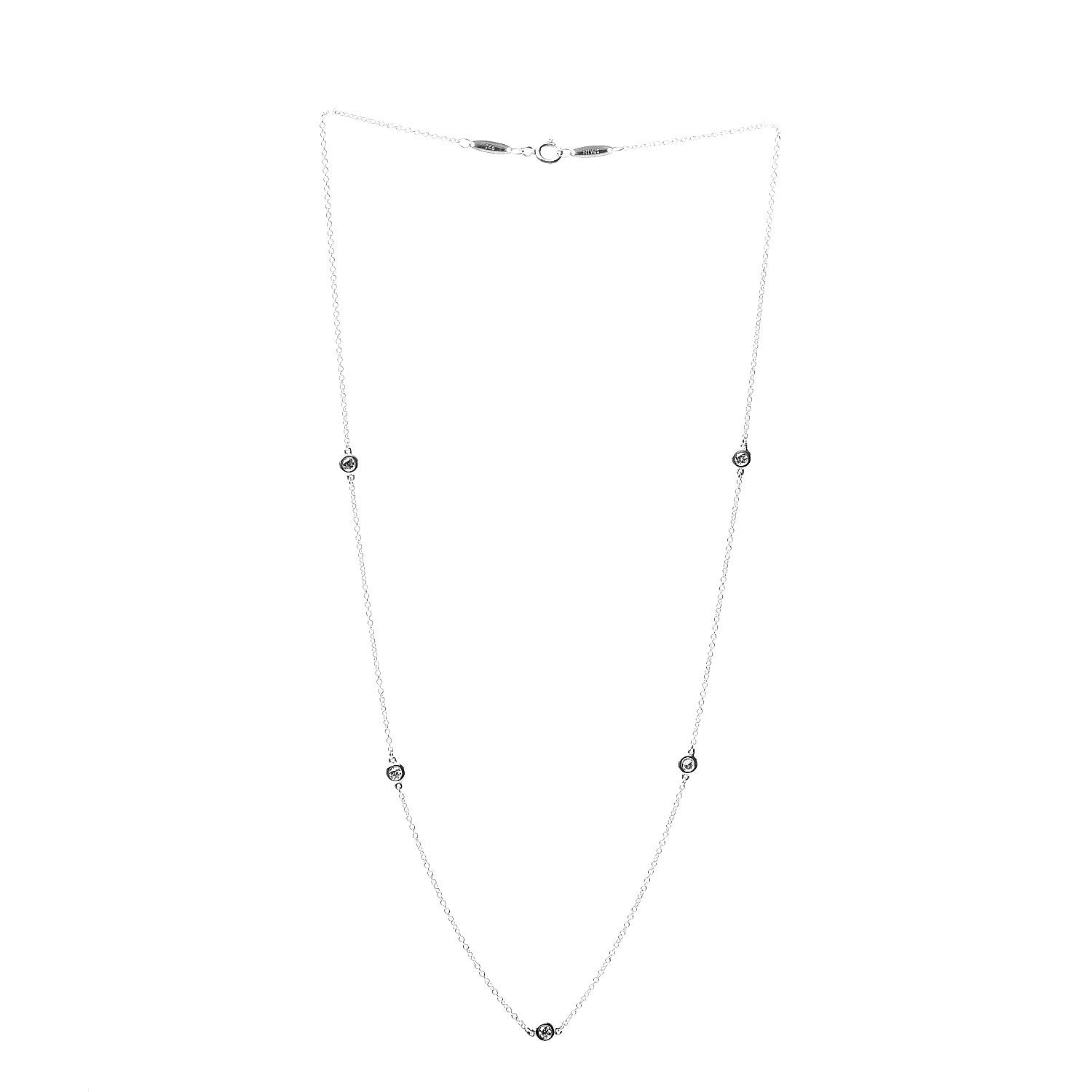 Tiffany Sterling Silver Diamond .25ctw Elsa Peretti Diamonds by the Yard Five Station Necklace 3 of 6