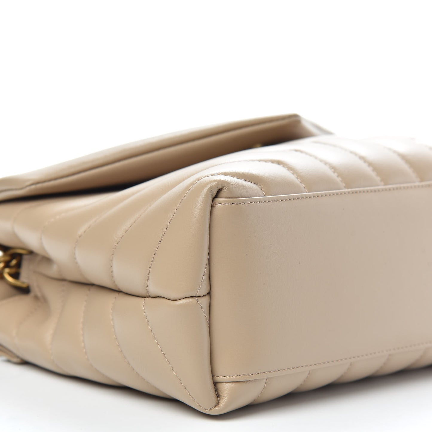 Calfskin Y Quilted Monogram Small Loulou Chain Satchel Dark Beige