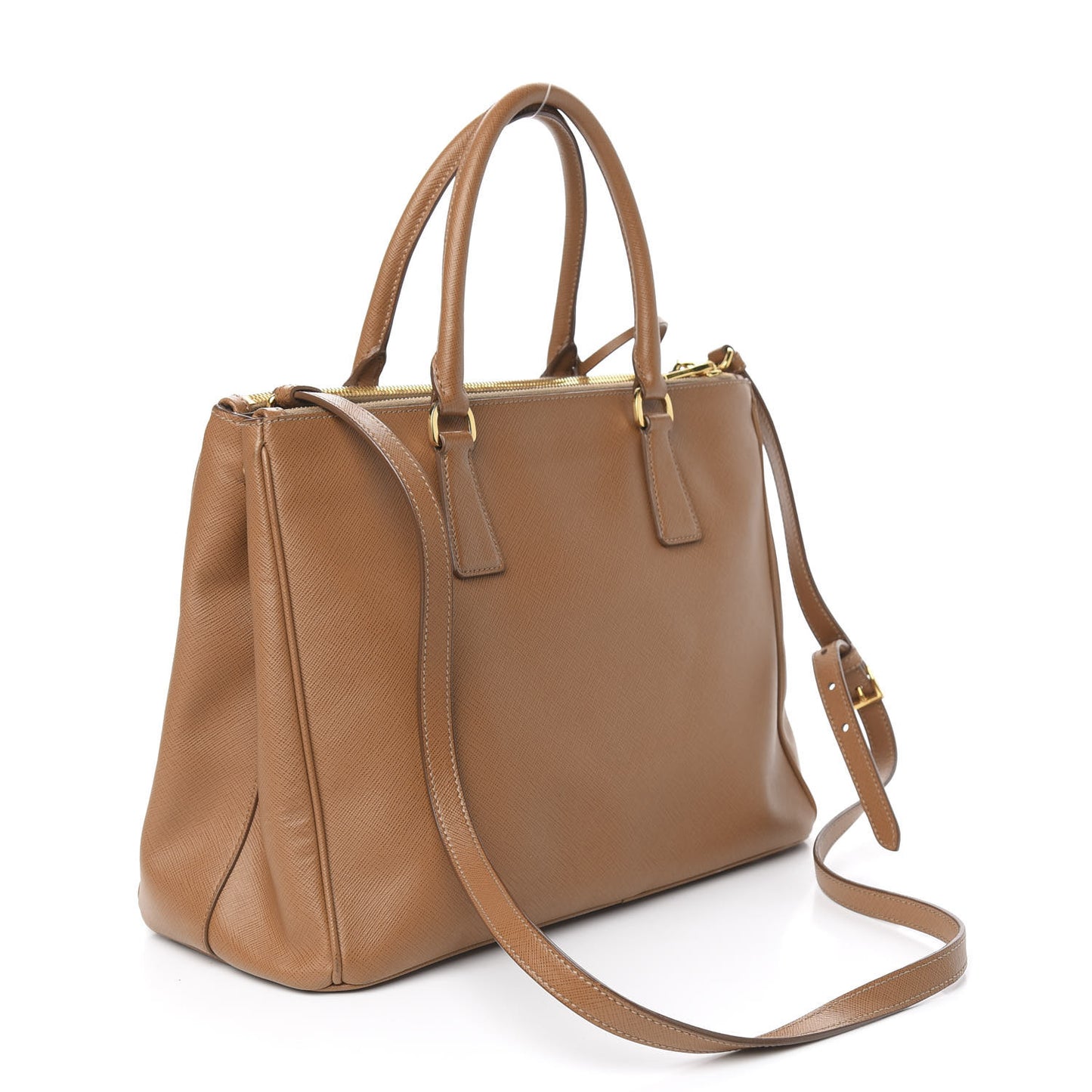 Saffiano Medium Galleria Double Zip Tote Caramel