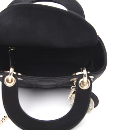 Christian Dior Satin Swarovski Crystal Cannage Mini Lady Dior Black 5 of 8