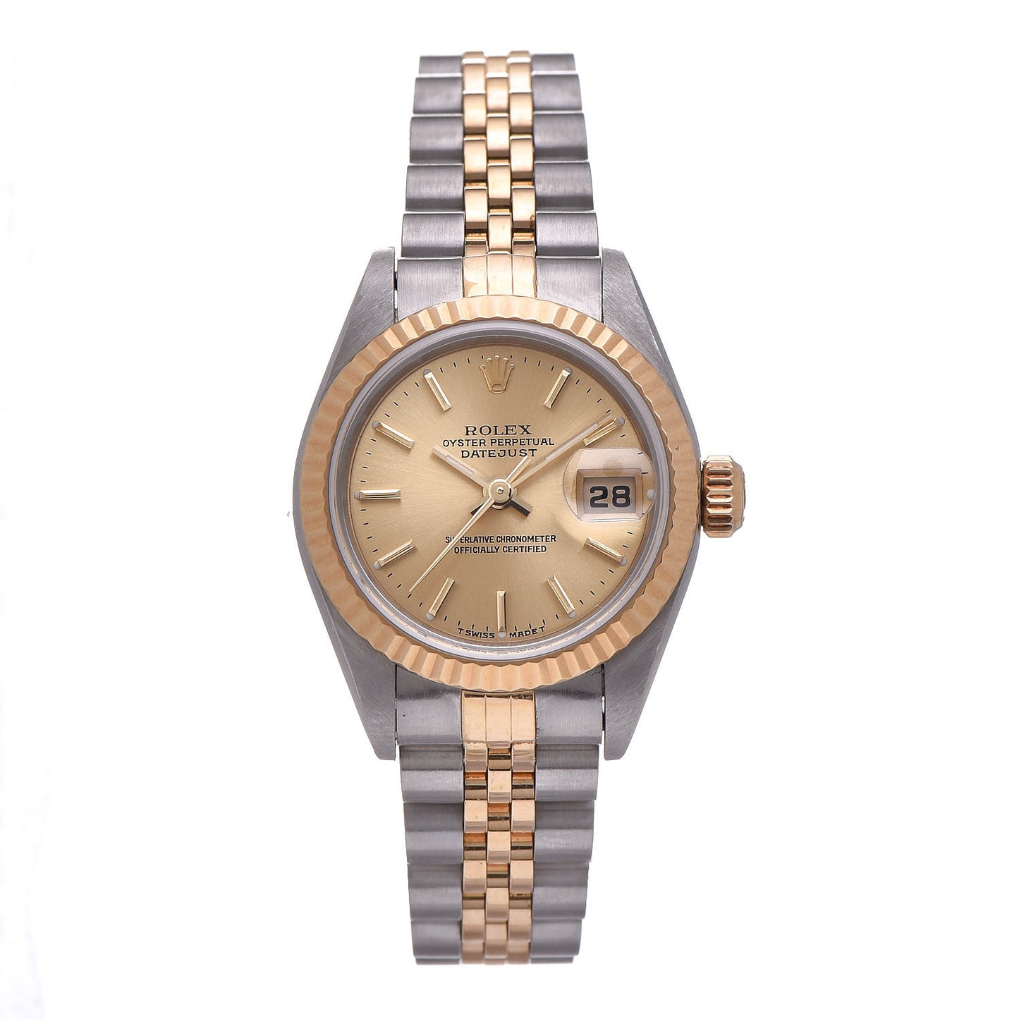 Stainless Steel 18K Yellow Gold 26mm Oyster Perpetual Datejust Watch Champagne 79173