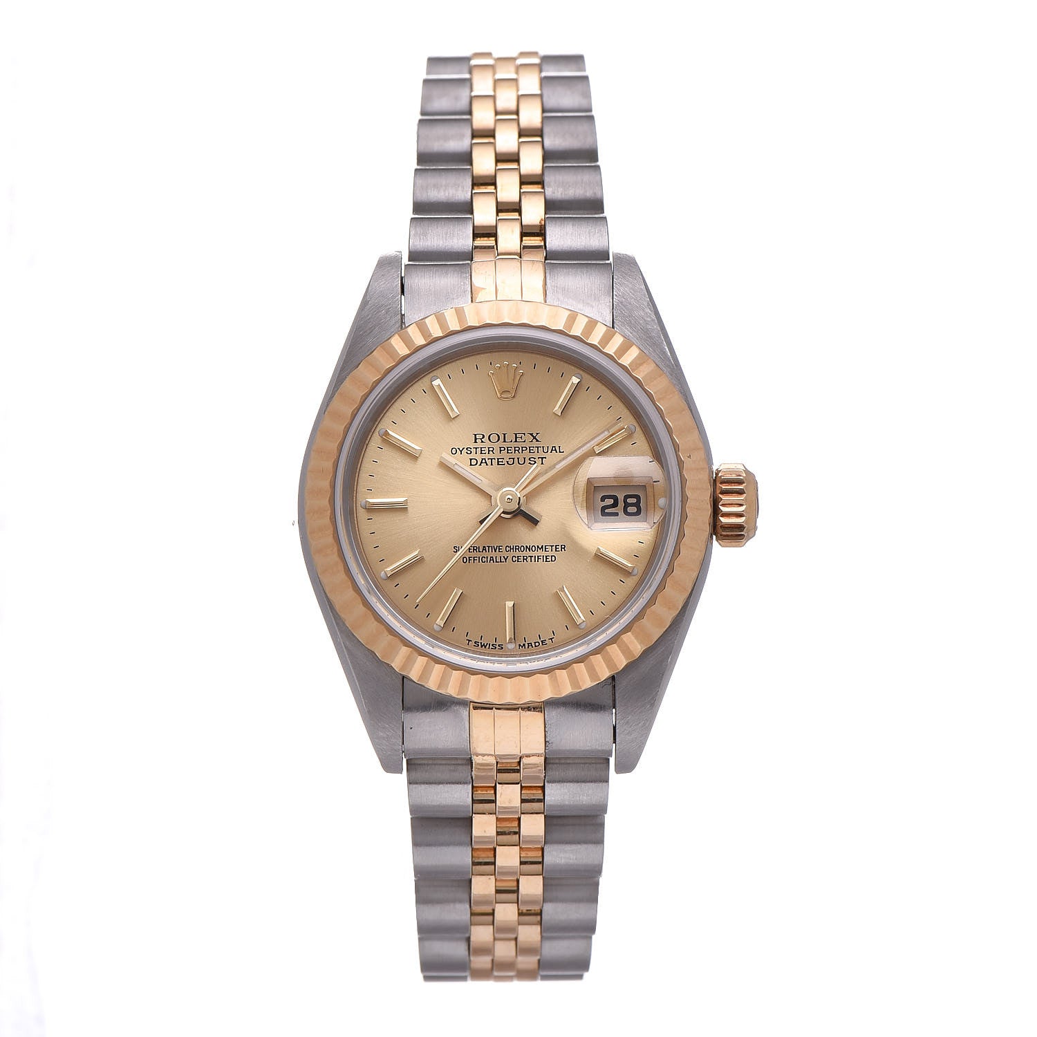 Rolex Stainless Steel 18K Yellow Gold 26mm Oyster Perpetual Datejust Watch Champagne 79173 1 of 7