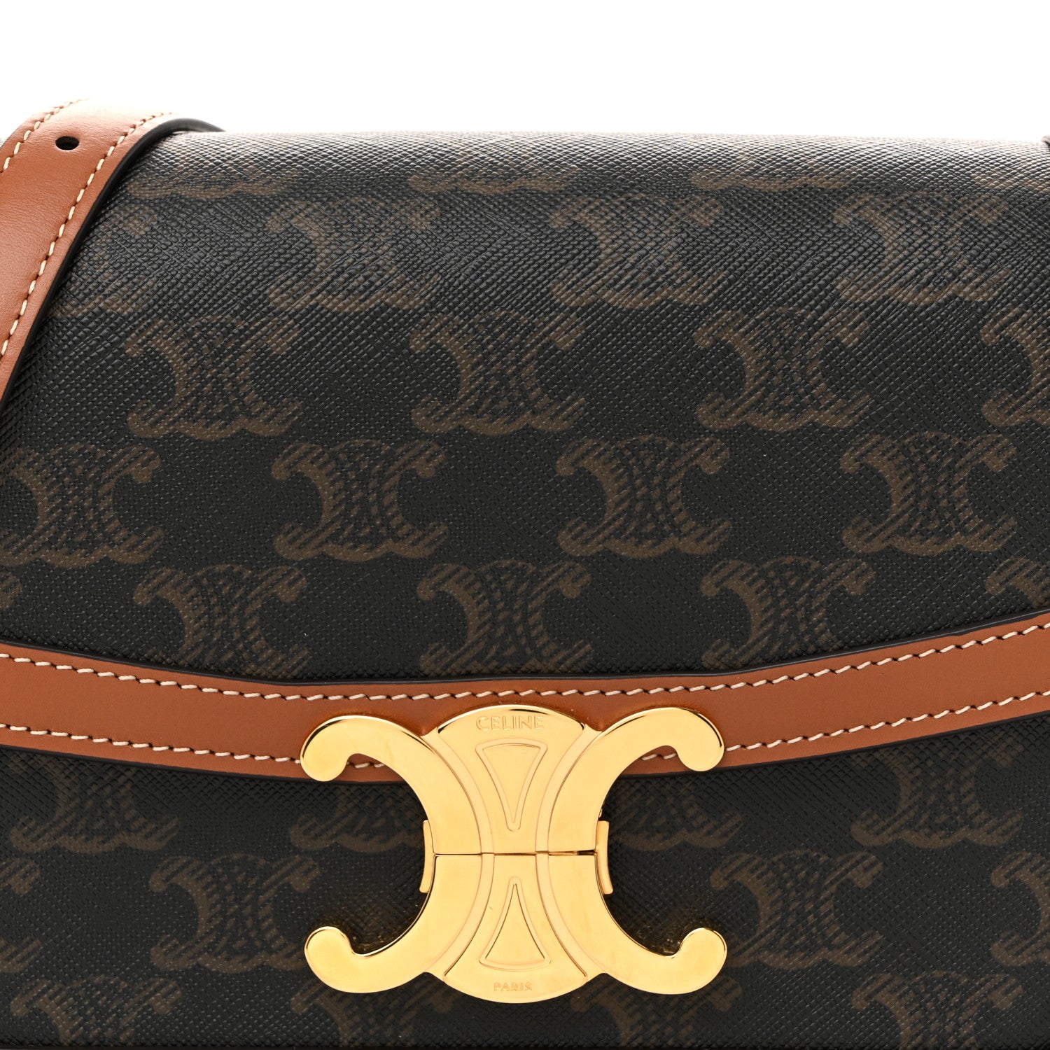Celine Calfskin Triomphe Canvas Teen Triomphe Bag Tan 9 of 13