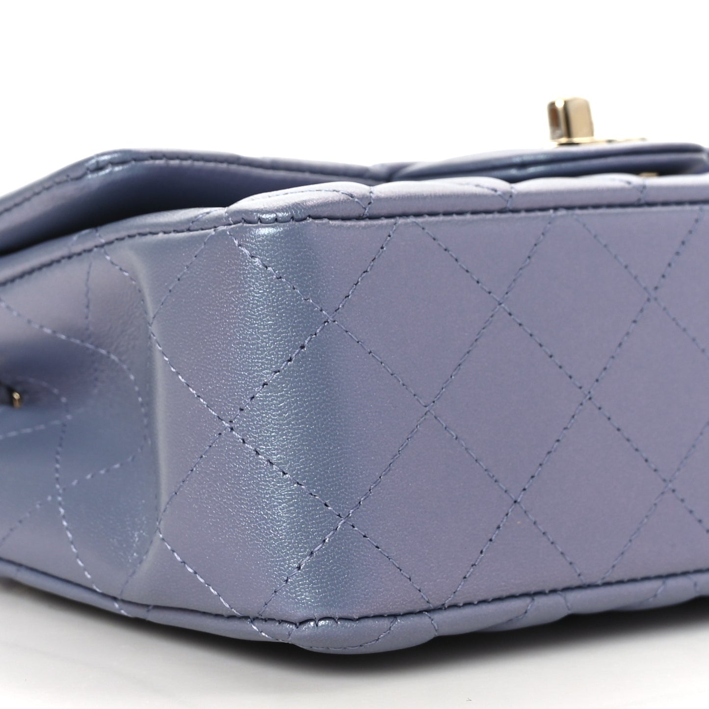 Iridescent Lambskin Quilted Mini Rectangular Flap Light Purple