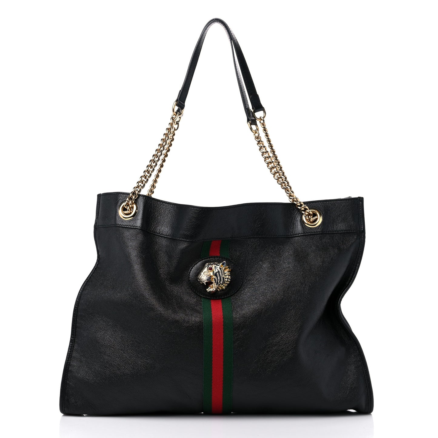 Calfskin Large Rajah Chain Tote Black