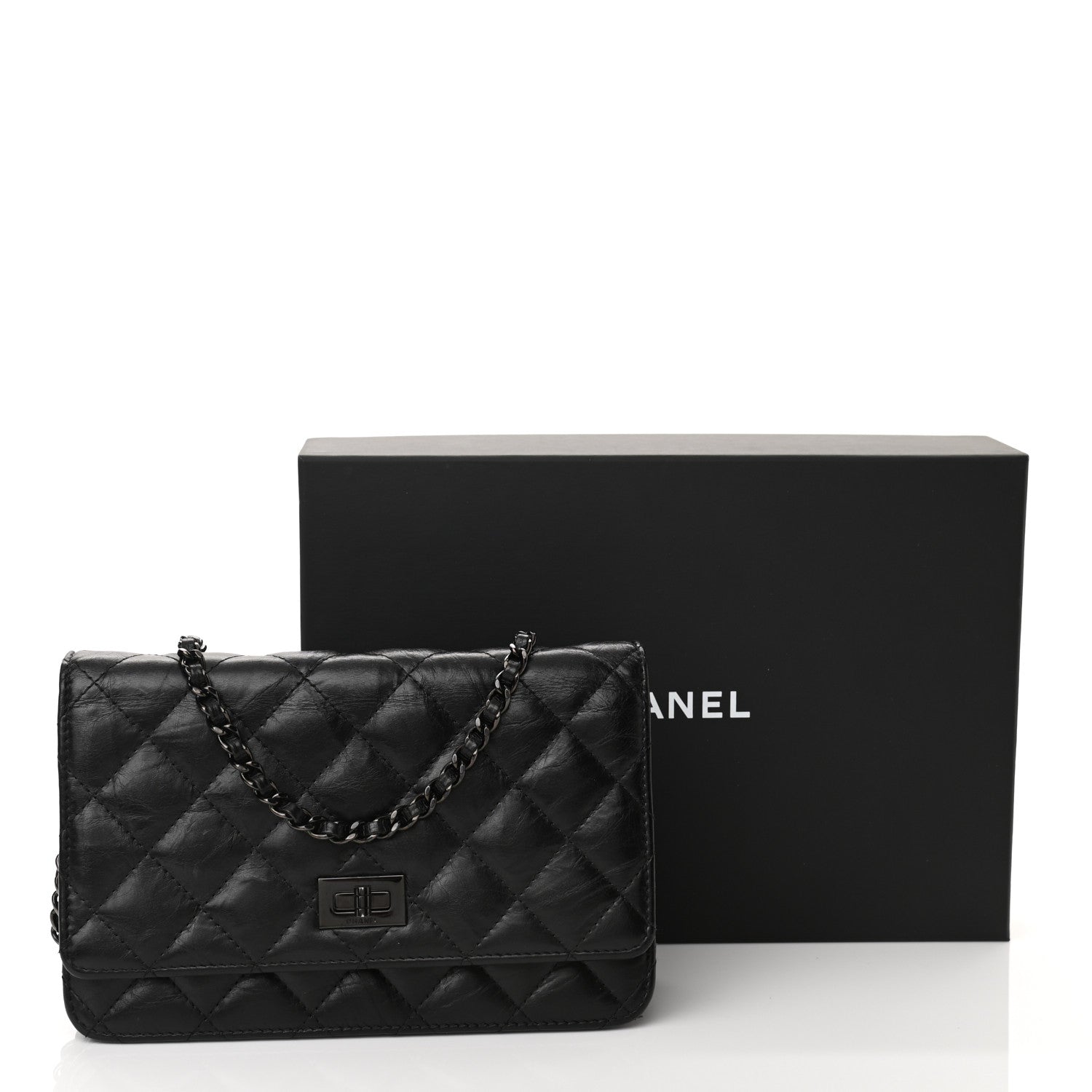 Chanel Aged Calfskin Quilted Reissue Wallet On Chain WOC So Black 12 of 12