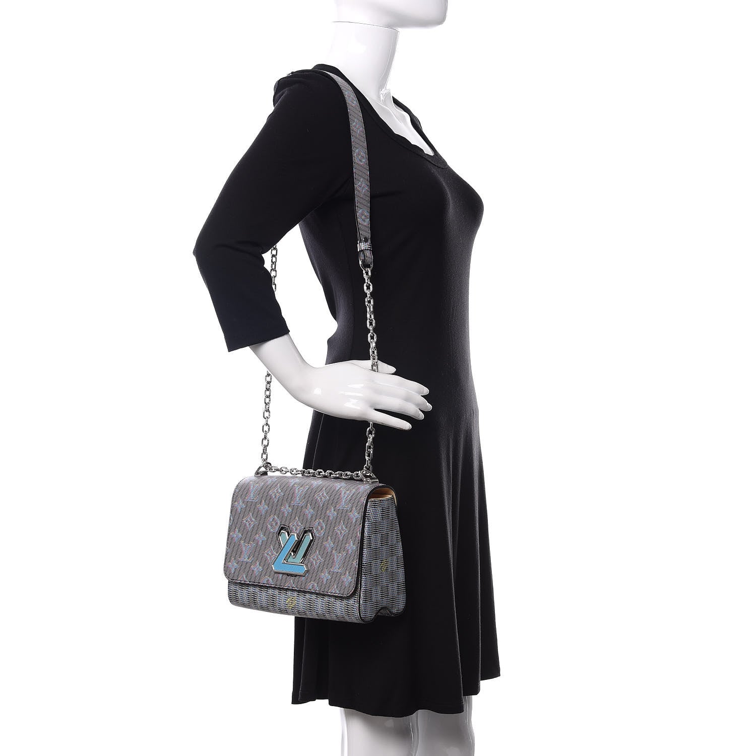 Louis Vuitton Calfskin Monogram LV Pop Twist Shoulder Bag MM Blue 2 of 10