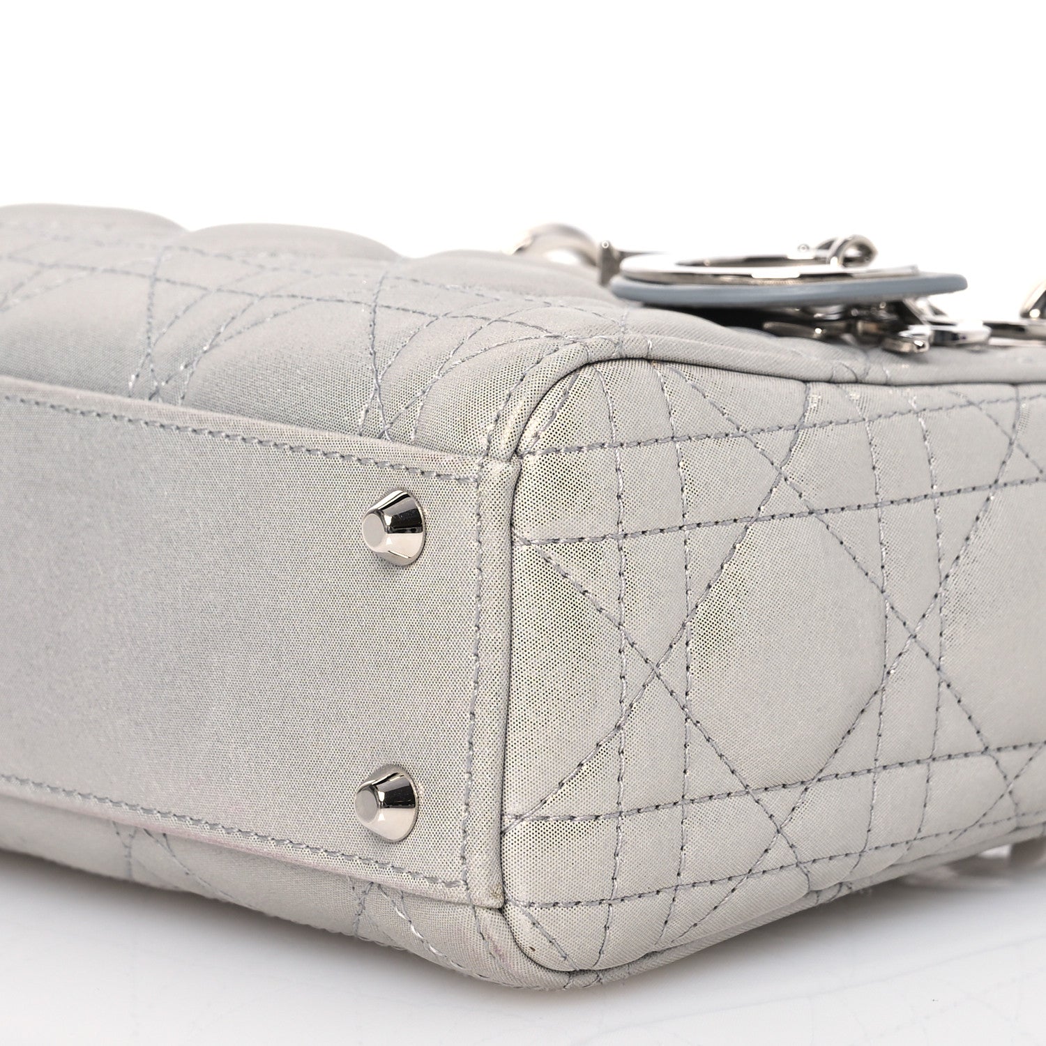 Christian Dior Metallic Nubuck Cannage Mini Lady Dior Silver 10 of 14