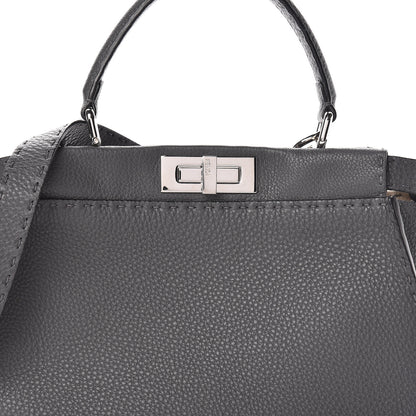 Fendi Cuoio Romano Selleria Bi-Color Medium Peekaboo Iconic Satchel Asfalto Latte 11 of 22